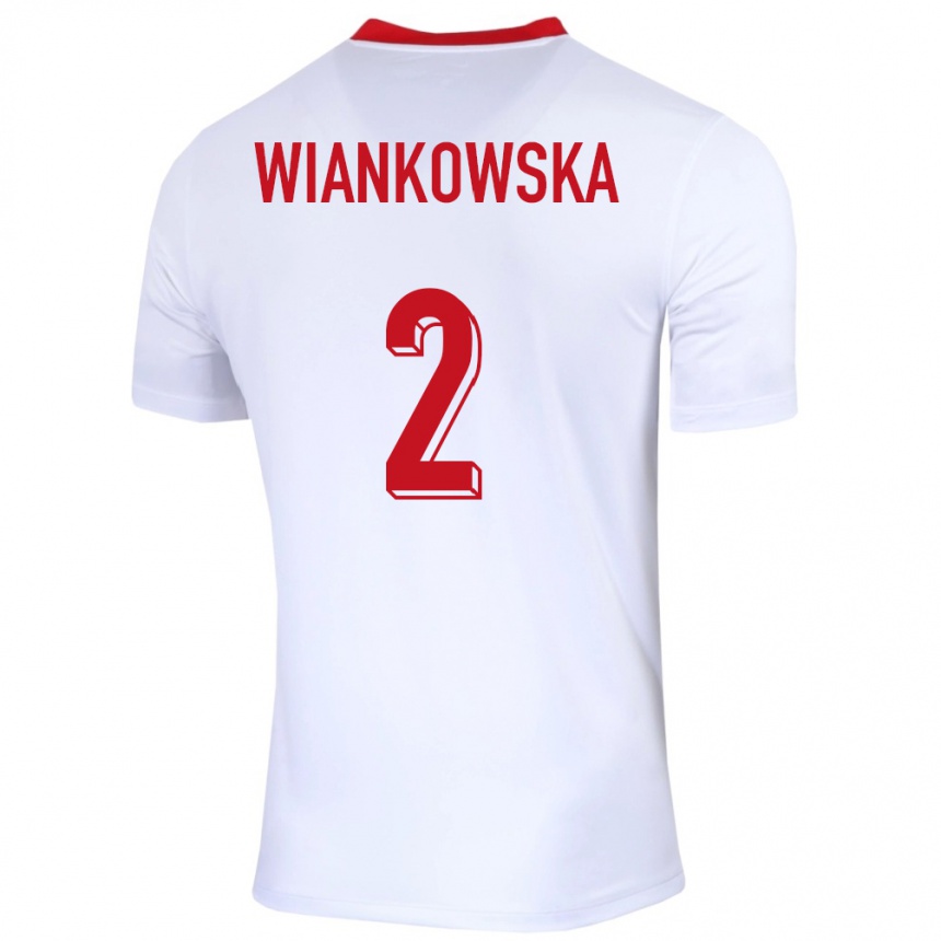 Kids Football Poland Martyna Wiankowska #2 White Home Jersey 24-26 T-Shirt Canada