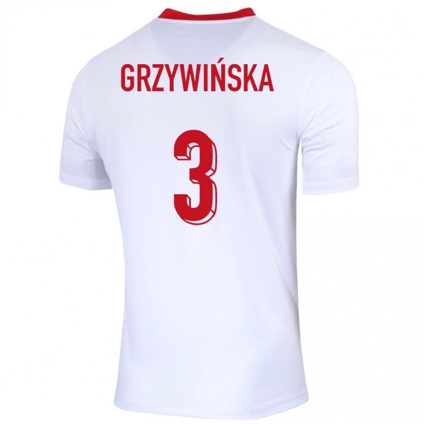 Kids Football Poland Gabriela Grzywinska #3 White Home Jersey 24-26 T-Shirt Canada