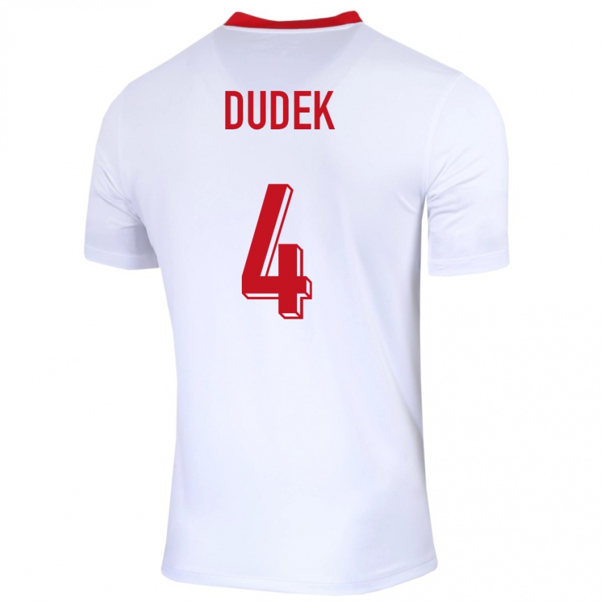 Kids Football Poland Paulina Dudek #4 White Home Jersey 24-26 T-Shirt Canada