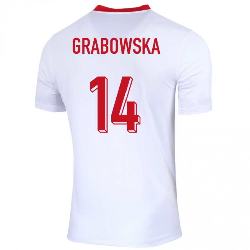 Kids Football Poland Dominika Grabowska #14 White Home Jersey 24-26 T-Shirt Canada