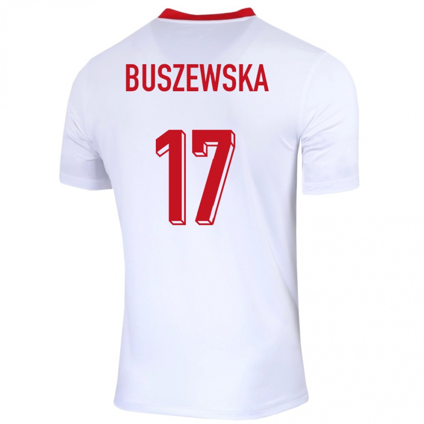 Kids Football Poland Zofia Buszewska #17 White Home Jersey 24-26 T-Shirt Canada