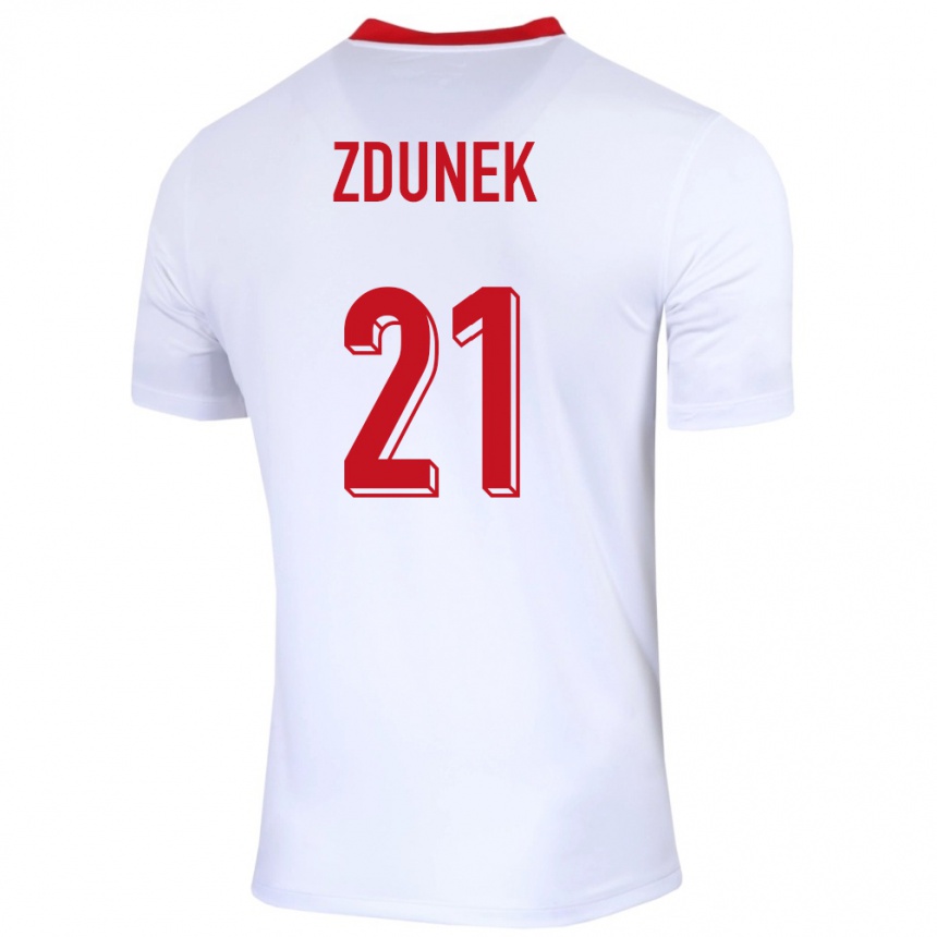 Kids Football Poland Emilia Zdunek #21 White Home Jersey 24-26 T-Shirt Canada