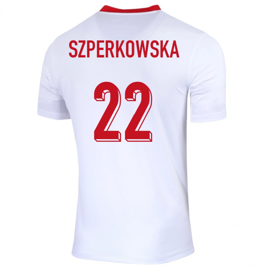 Kids Football Poland Oliwia Szperkowska #22 White Home Jersey 24-26 T-Shirt Canada