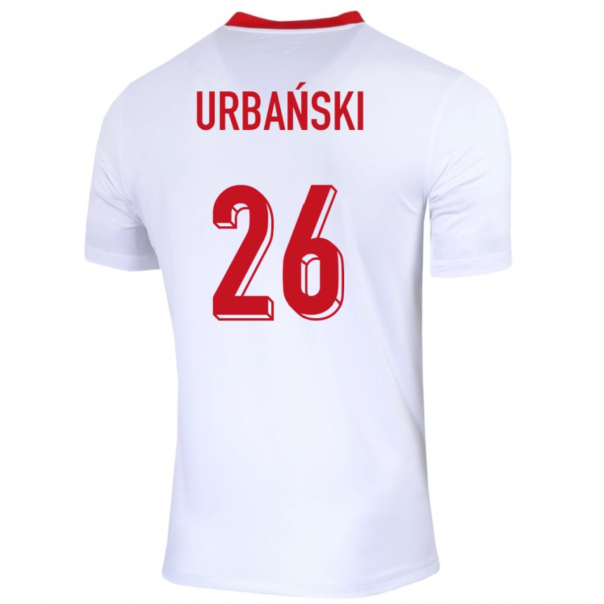 Kids Football Poland Kacper Urbanski #26 White Home Jersey 24-26 T-Shirt Canada