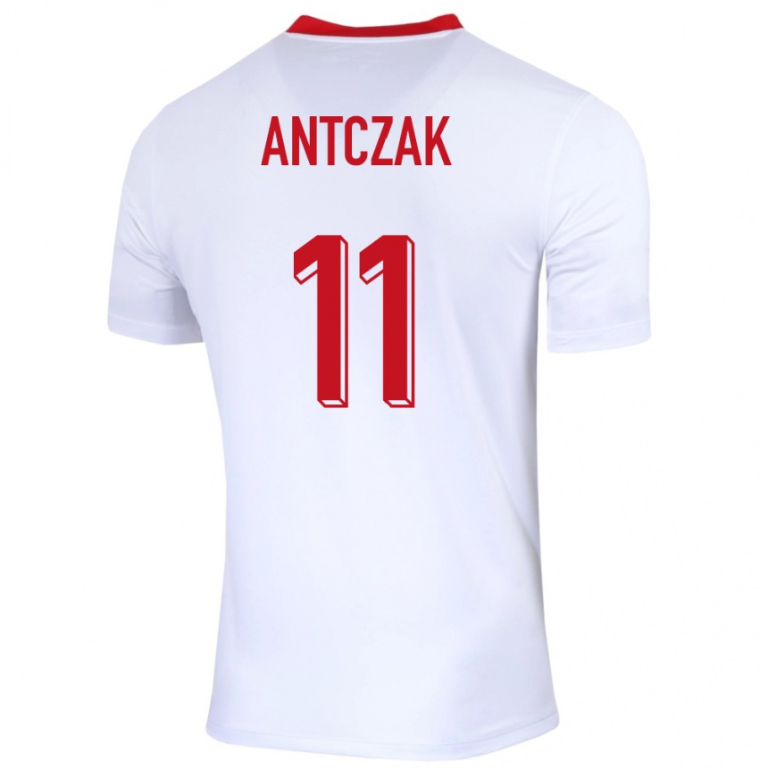 Kids Football Poland Jakub Antczak #11 White Home Jersey 24-26 T-Shirt Canada