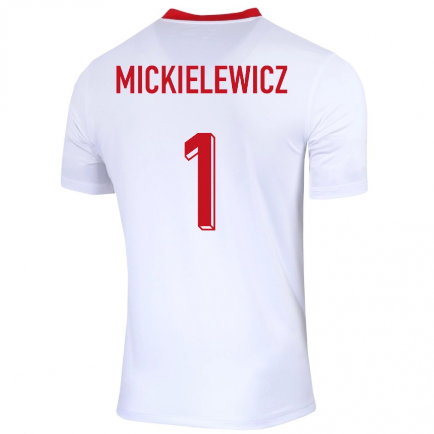 Kids Football Poland Aleksander Mickielewicz #1 White Home Jersey 24-26 T-Shirt Canada