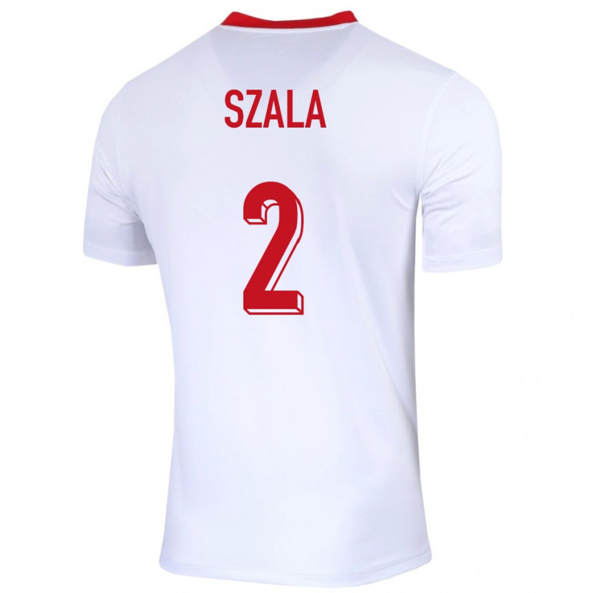 Kids Football Poland Dominik Szala #2 White Home Jersey 24-26 T-Shirt Canada