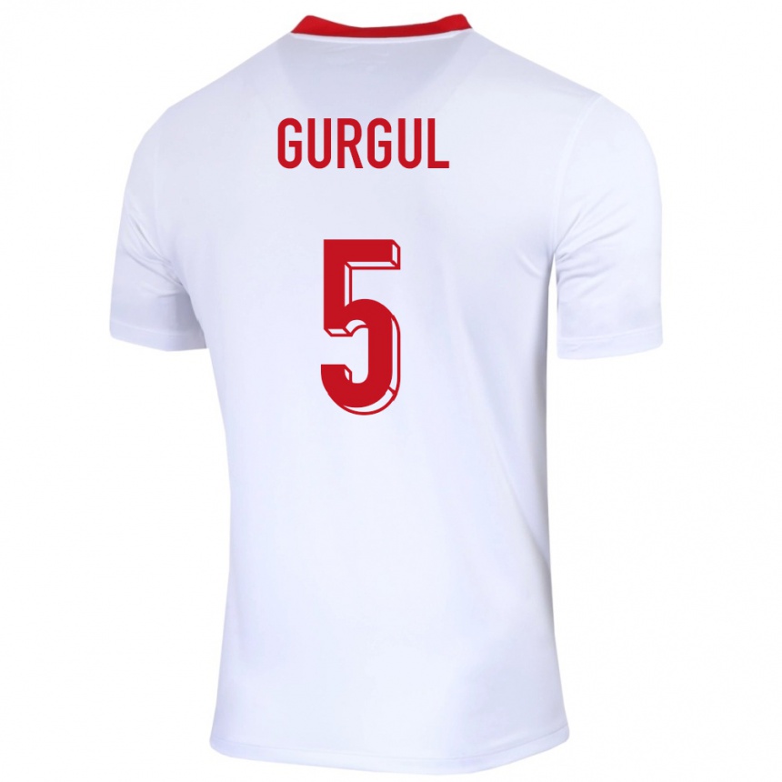 Kids Football Poland Michal Gurgul #5 White Home Jersey 24-26 T-Shirt Canada