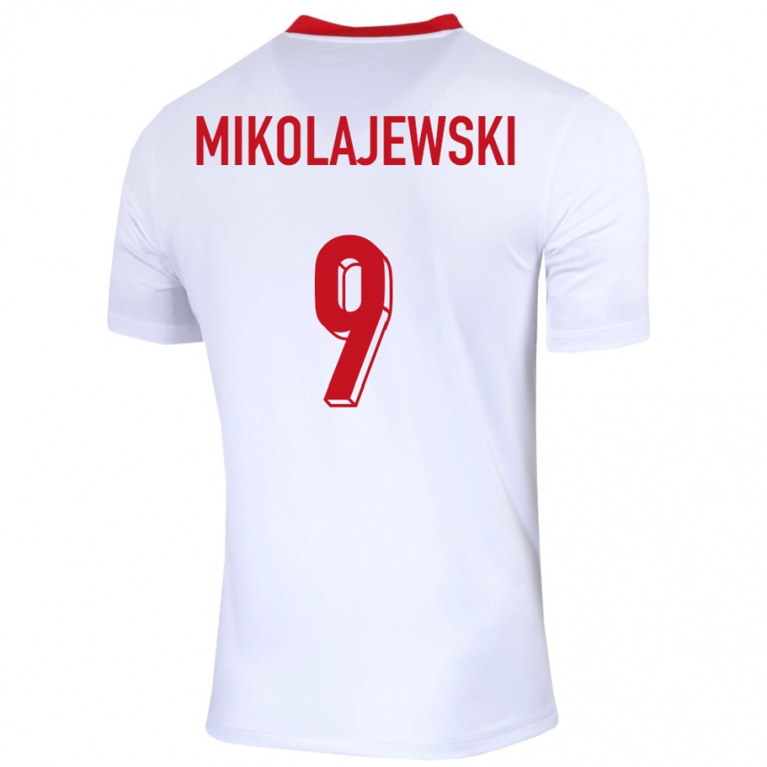 Kids Football Poland Daniel Mikolajewski #9 White Home Jersey 24-26 T-Shirt Canada