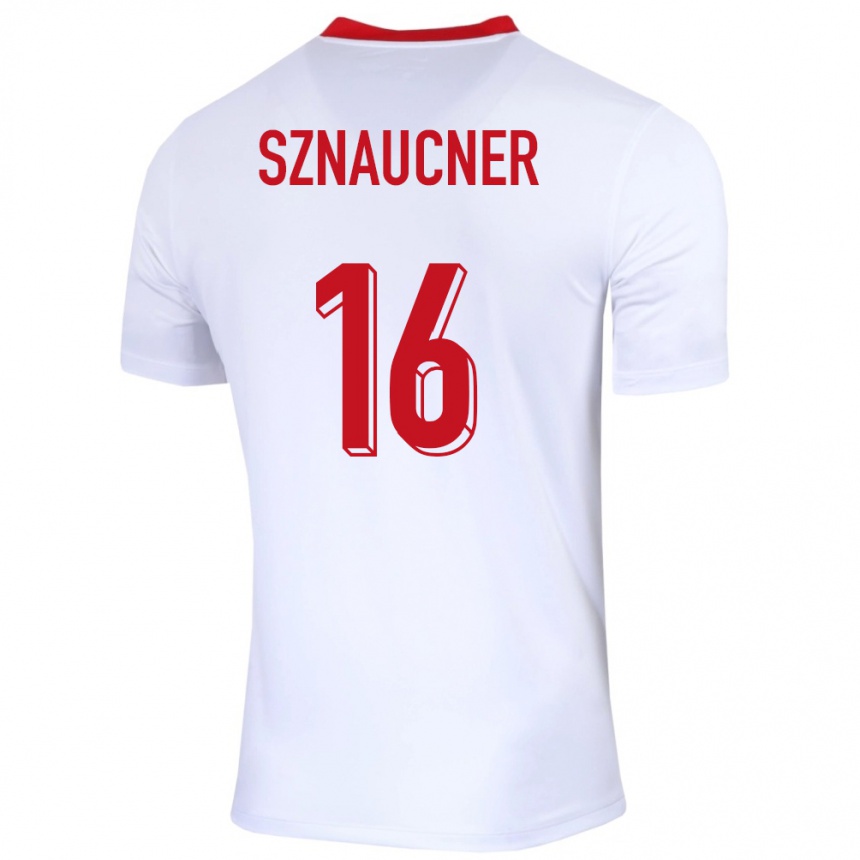 Kids Football Poland Maksymilian Sznaucner #16 White Home Jersey 24-26 T-Shirt Canada