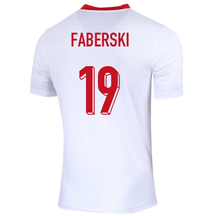 Kids Football Poland Jan Faberski #19 White Home Jersey 24-26 T-Shirt Canada