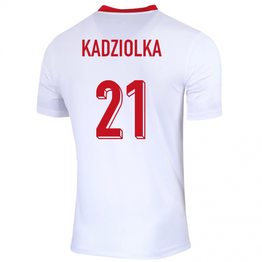 Kids Football Poland Szymon Kadziolka #21 White Home Jersey 24-26 T-Shirt Canada