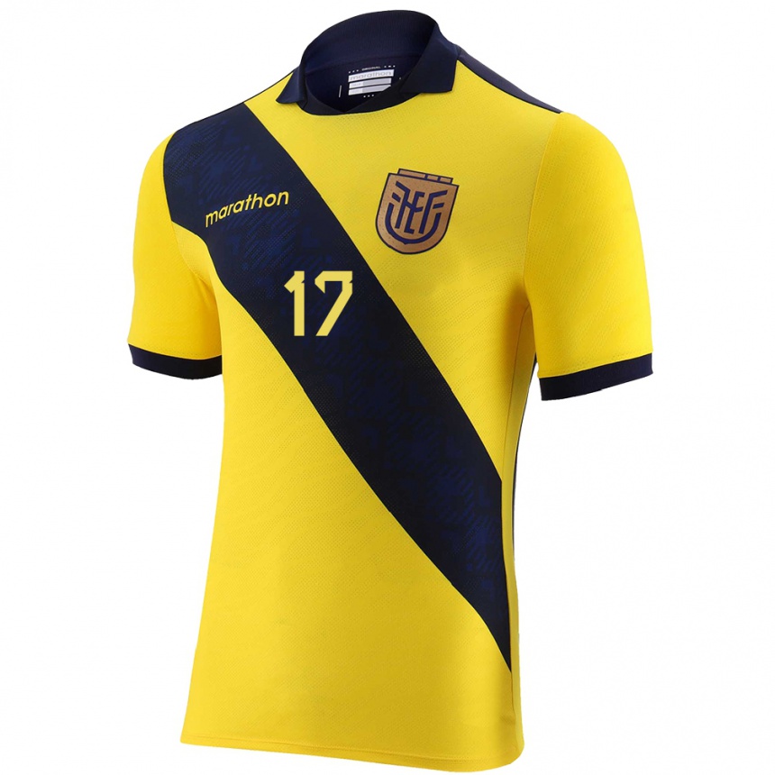 Kids Football Ecuador Angelo Preciado #17 Yellow Home Jersey 24-26 T-Shirt Canada