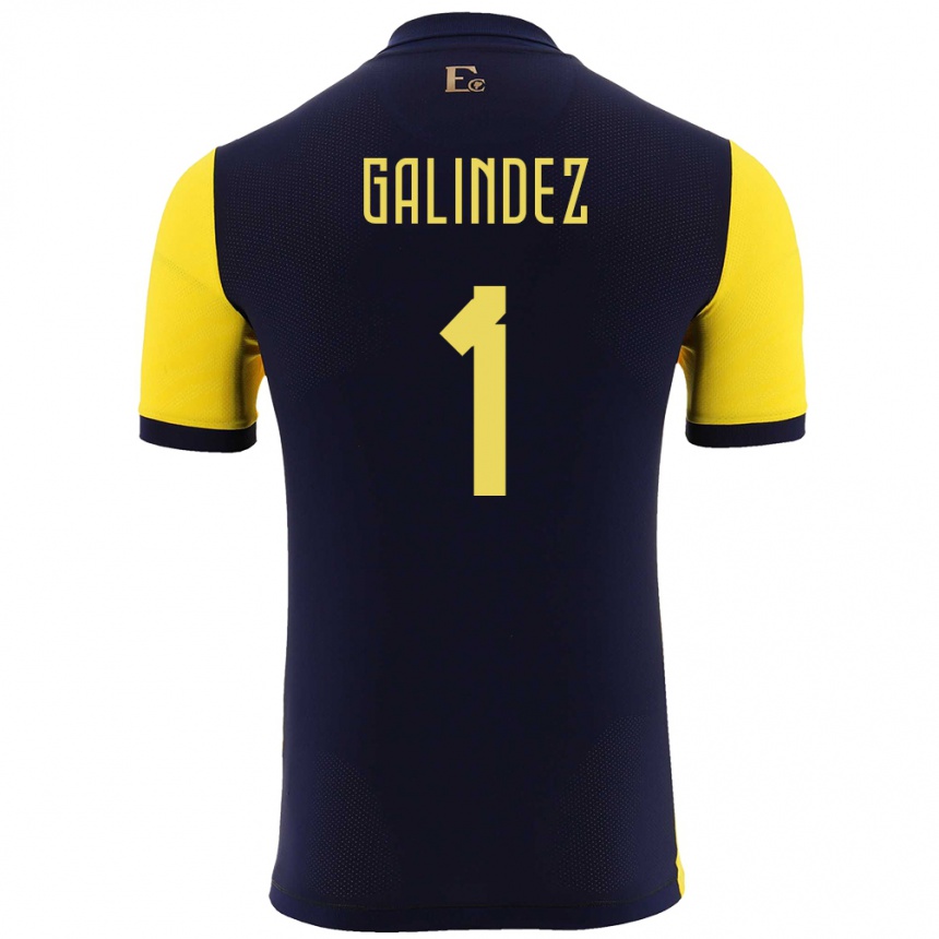 Kids Football Ecuador Hernan Galindez #1 Yellow Home Jersey 24-26 T-Shirt Canada