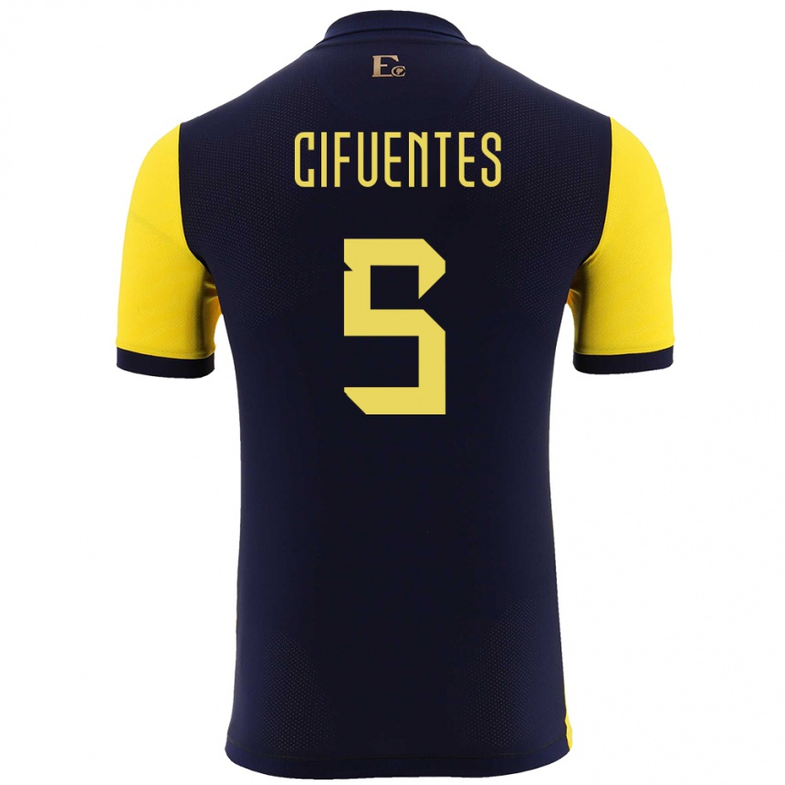 Kids Football Ecuador Jose Cifuentes #5 Yellow Home Jersey 24-26 T-Shirt Canada