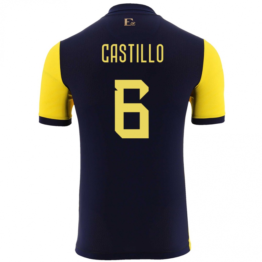 Kids Football Ecuador Byron Castillo #6 Yellow Home Jersey 24-26 T-Shirt Canada