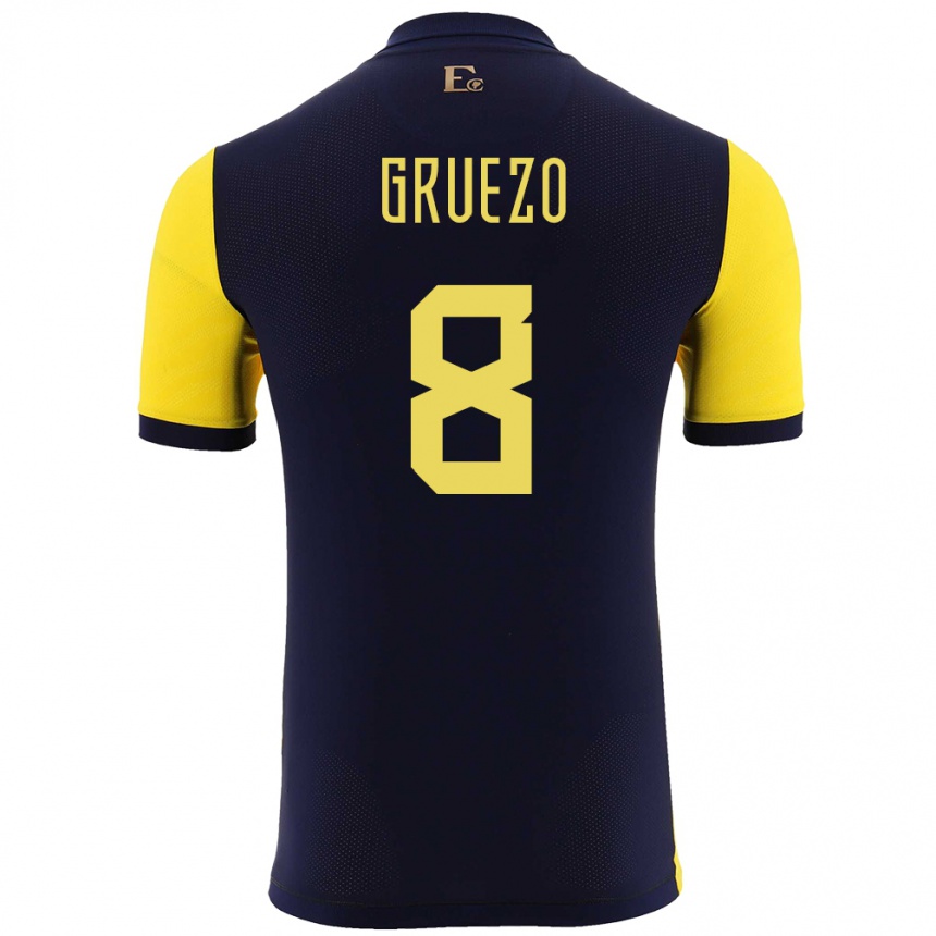 Kids Football Ecuador Carlos Gruezo #8 Yellow Home Jersey 24-26 T-Shirt Canada