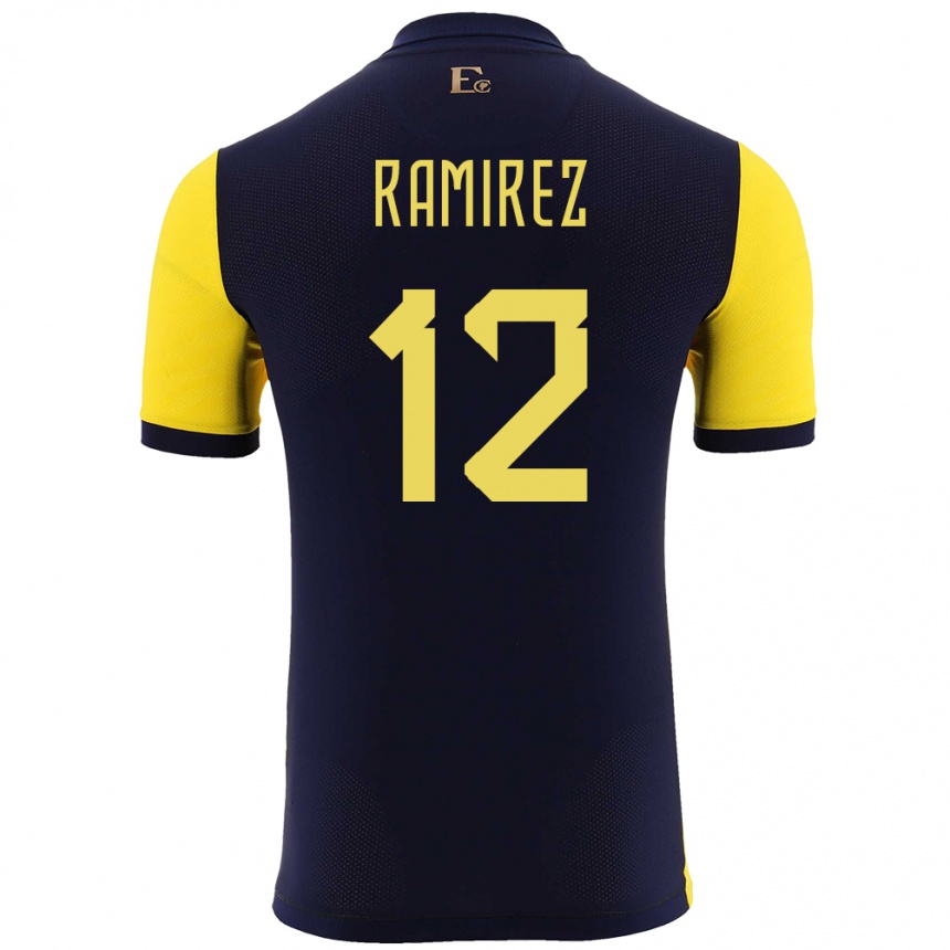 Kids Football Ecuador Moises Ramirez #12 Yellow Home Jersey 24-26 T-Shirt Canada