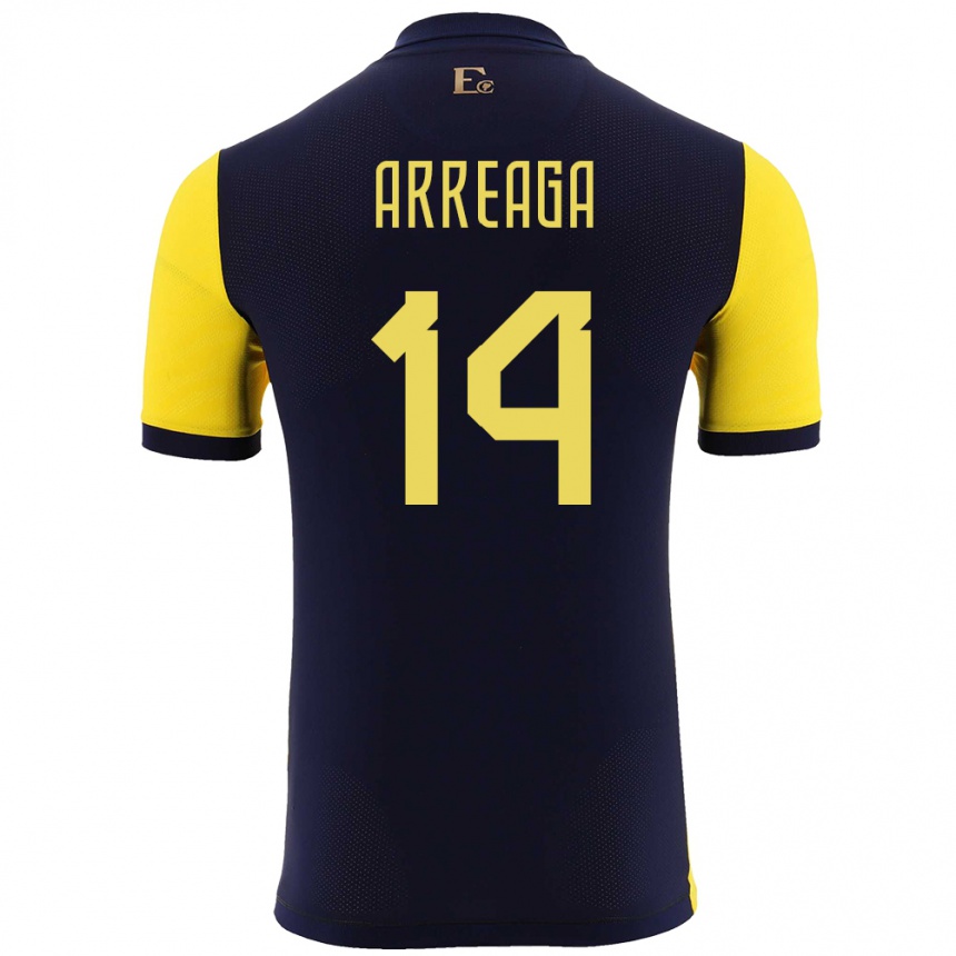 Kids Football Ecuador Xavier Arreaga #14 Yellow Home Jersey 24-26 T-Shirt Canada