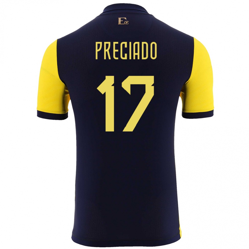 Kids Football Ecuador Angelo Preciado #17 Yellow Home Jersey 24-26 T-Shirt Canada