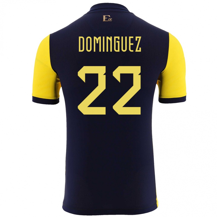 Kids Football Ecuador Alexander Dominguez #22 Yellow Home Jersey 24-26 T-Shirt Canada