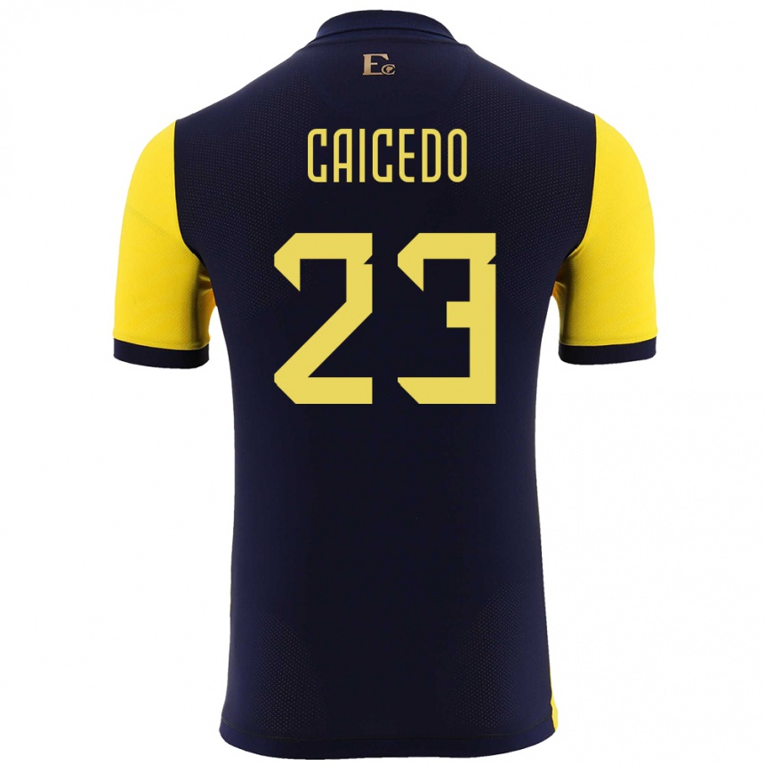 Kids Football Ecuador Moises Caicedo #23 Yellow Home Jersey 24-26 T-Shirt Canada