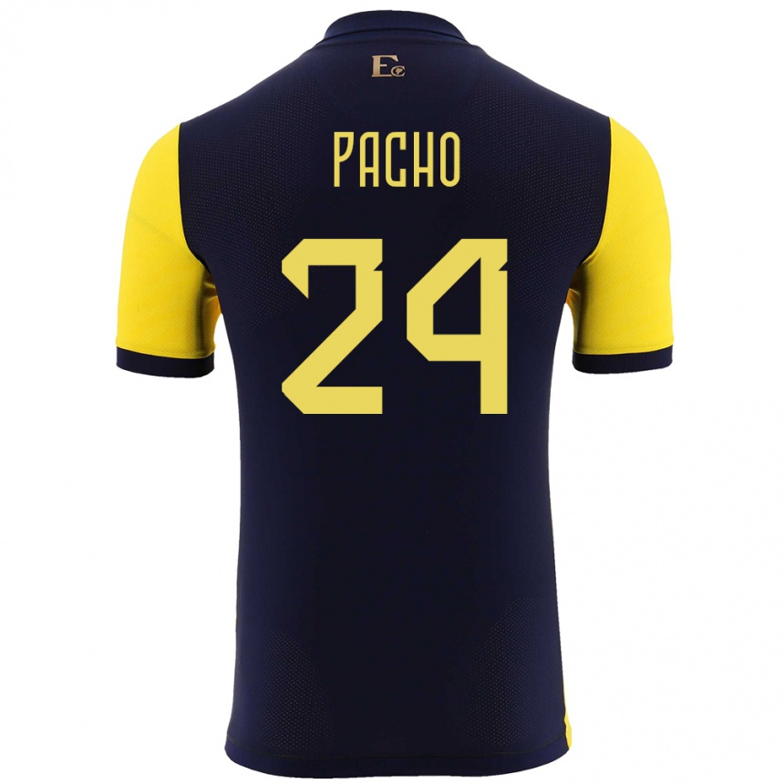 Kids Football Ecuador William Pacho #24 Yellow Home Jersey 24-26 T-Shirt Canada