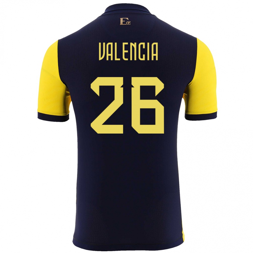 Kids Football Ecuador Anthony Valencia #26 Yellow Home Jersey 24-26 T-Shirt Canada