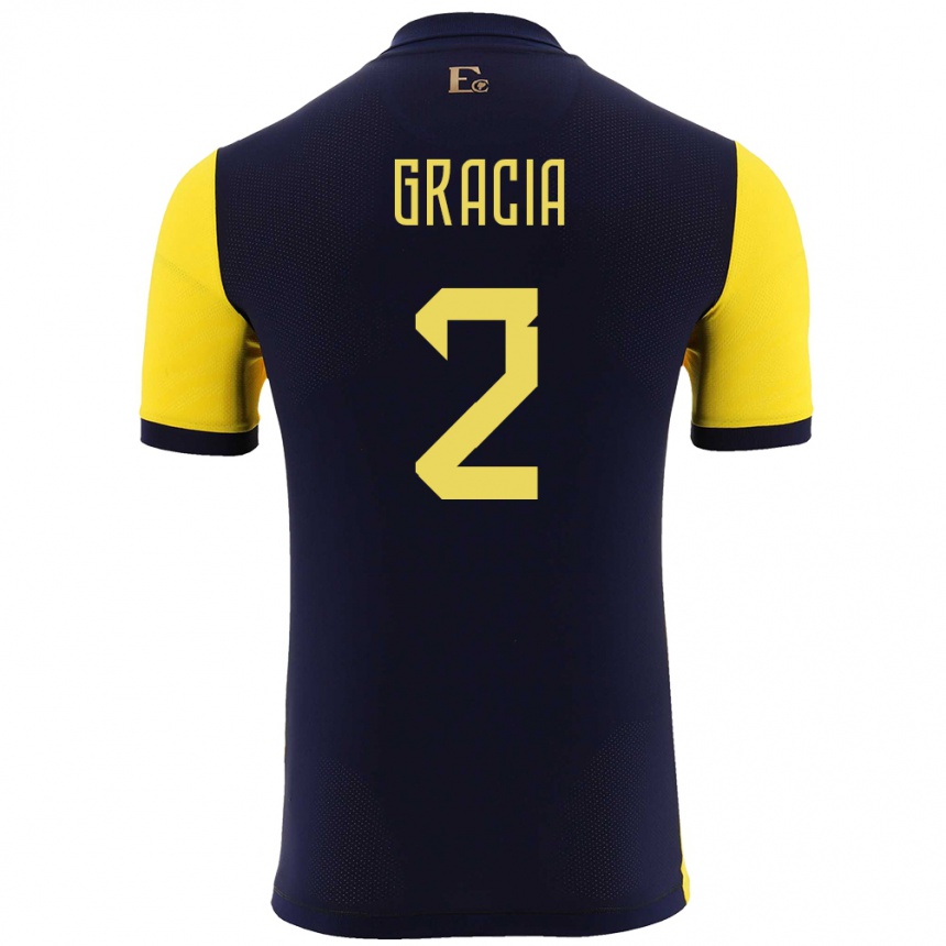 Kids Football Ecuador Ericka Gracia #2 Yellow Home Jersey 24-26 T-Shirt Canada