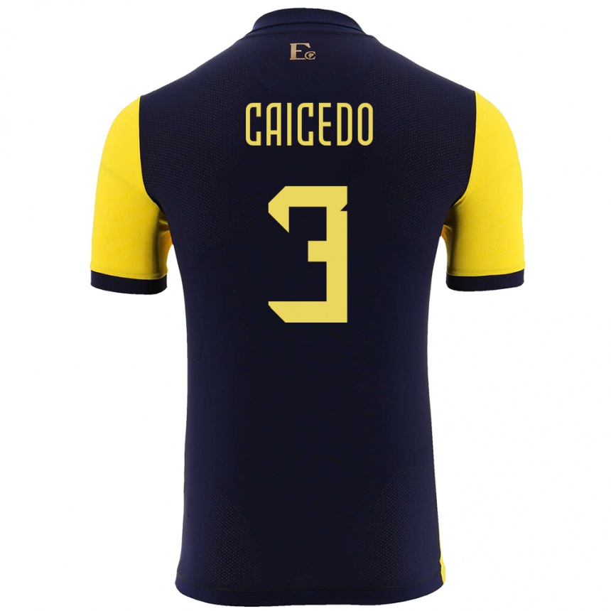 Kids Football Ecuador Jessy Caicedo #3 Yellow Home Jersey 24-26 T-Shirt Canada