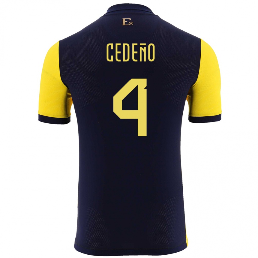 Kids Football Ecuador Stefany Cedeno #4 Yellow Home Jersey 24-26 T-Shirt Canada