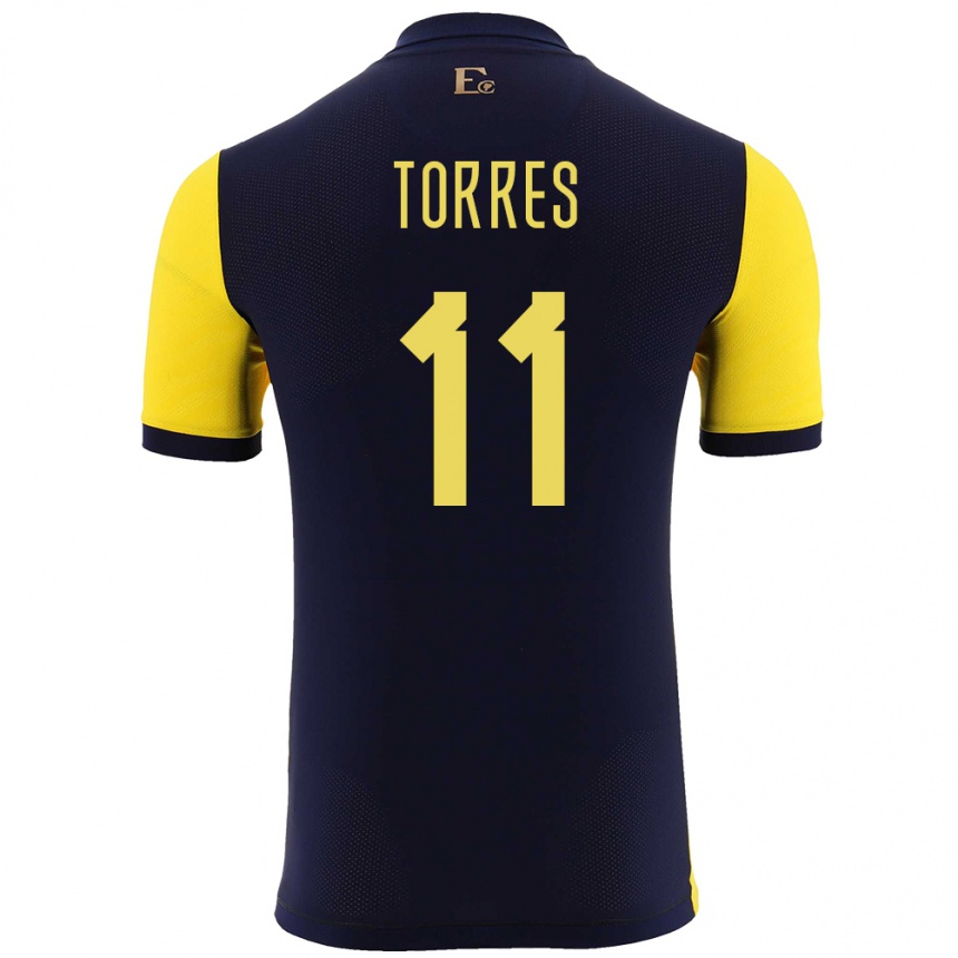 Kids Football Ecuador Ambar Torres #11 Yellow Home Jersey 24-26 T-Shirt Canada