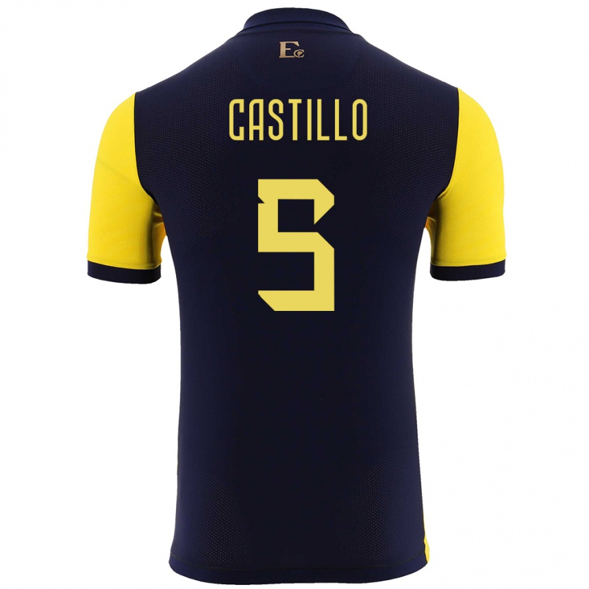 Kids Football Ecuador Denil Castillo #5 Yellow Home Jersey 24-26 T-Shirt Canada