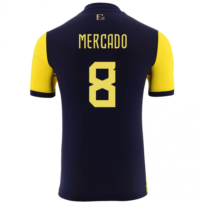 Kids Football Ecuador Patrik Mercado #8 Yellow Home Jersey 24-26 T-Shirt Canada