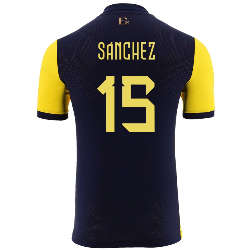 Kids Football Ecuador Juan Sanchez #15 Yellow Home Jersey 24-26 T-Shirt Canada