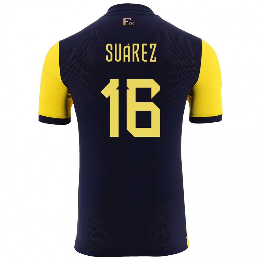 Kids Football Ecuador Ariel Suarez #16 Yellow Home Jersey 24-26 T-Shirt Canada