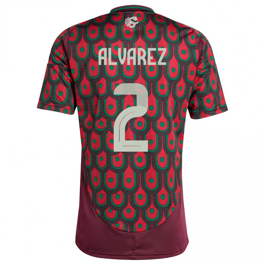 Kids Football Mexico Kevin Alvarez #2 Maroon Home Jersey 24-26 T-Shirt Canada