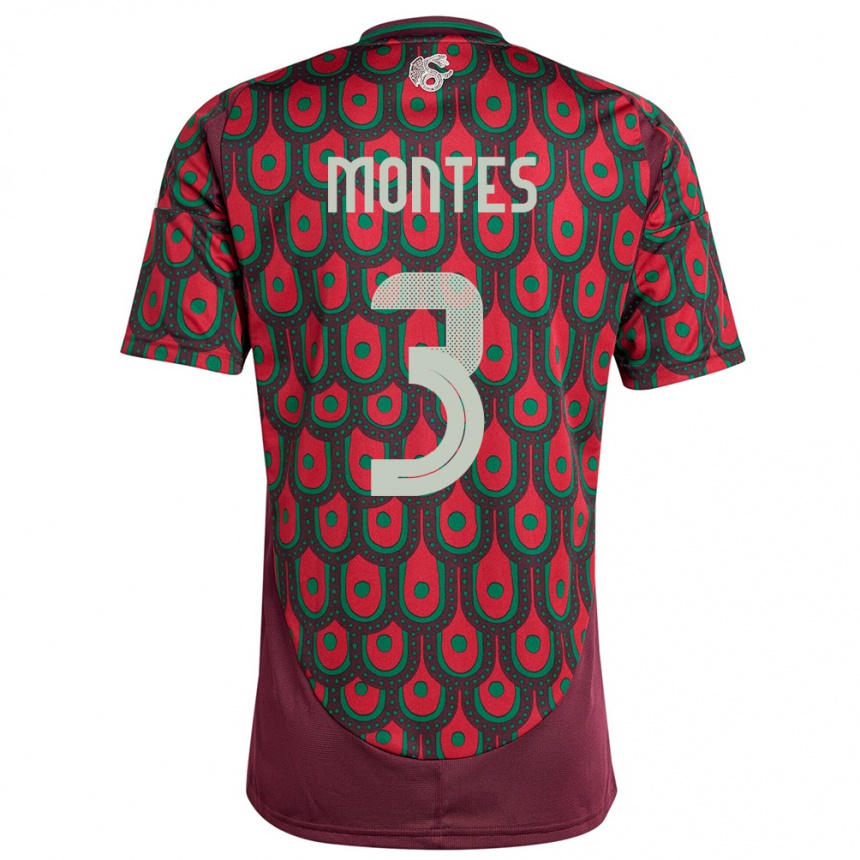 Kids Football Mexico Cesar Montes #3 Maroon Home Jersey 24-26 T-Shirt Canada