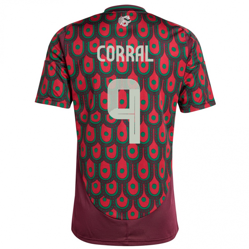 Kids Football Mexico Charlyn Corral #9 Maroon Home Jersey 24-26 T-Shirt Canada