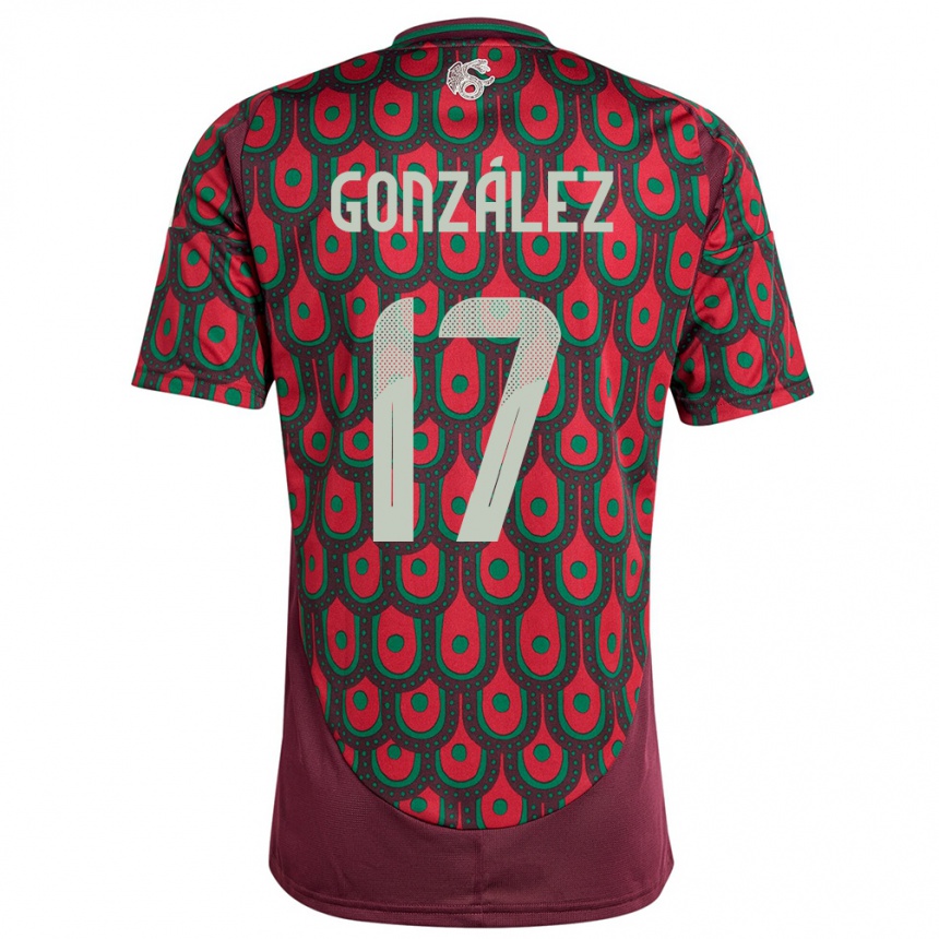 Kids Football Mexico Alison Gonzalez #17 Maroon Home Jersey 24-26 T-Shirt Canada