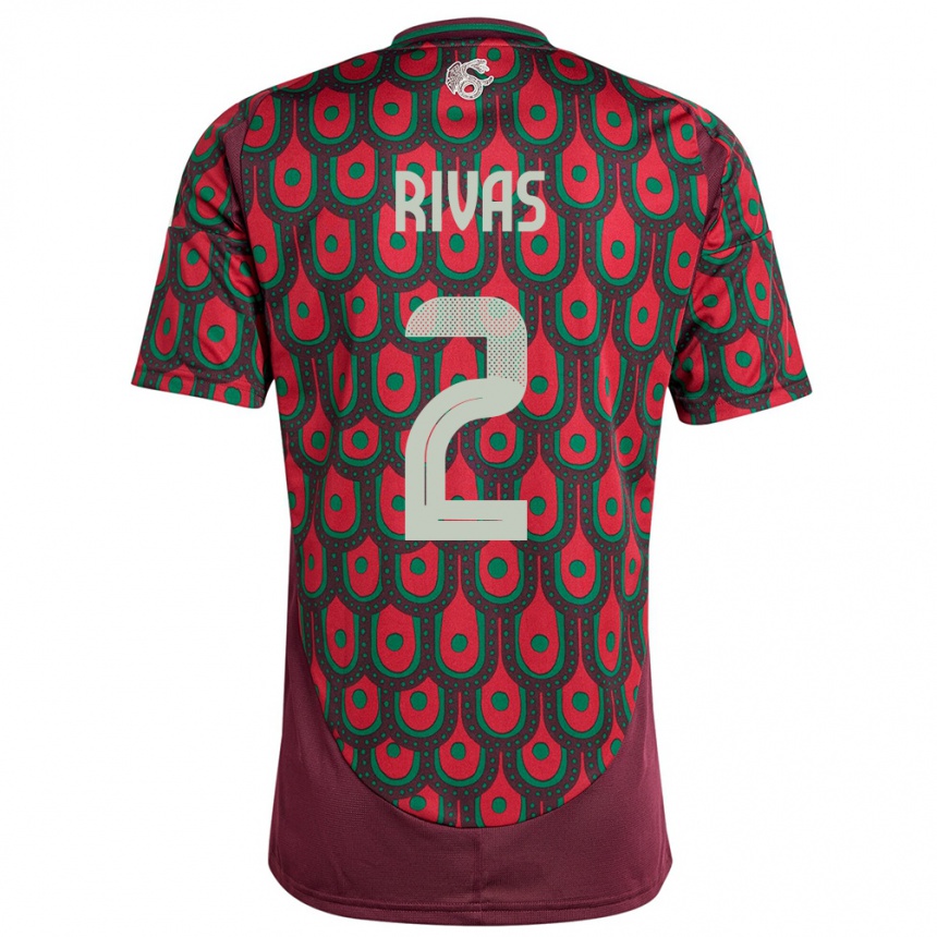 Kids Football Mexico Jesus Rivas #2 Maroon Home Jersey 24-26 T-Shirt Canada