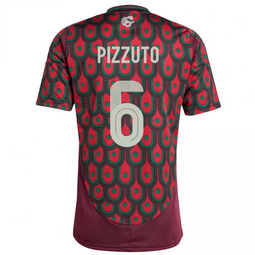 Kids Football Mexico Eugenio Pizzuto #6 Maroon Home Jersey 24-26 T-Shirt Canada