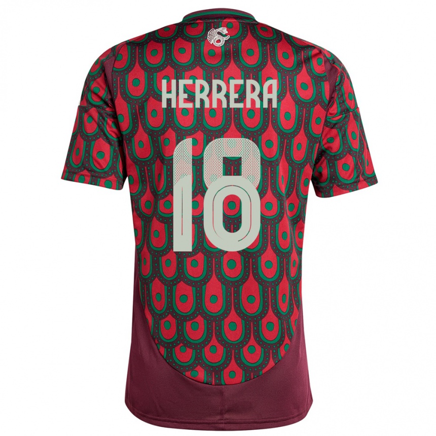 Kids Football Mexico Ozziel Herrera #18 Maroon Home Jersey 24-26 T-Shirt Canada