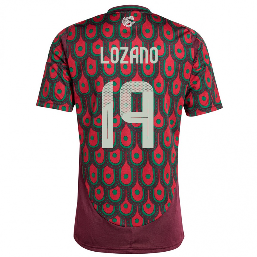 Kids Football Mexico Esteban Lozano #19 Maroon Home Jersey 24-26 T-Shirt Canada