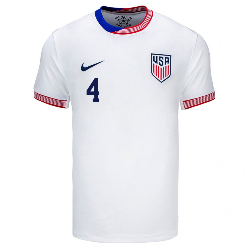 Kids Football United States Becky Sauerbrunn #4 White Home Jersey 24-26 T-Shirt Canada