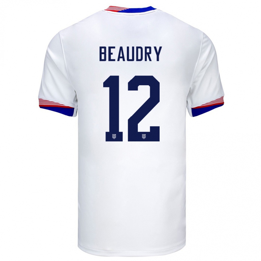 Kids Football United States Adam Beaudry #12 White Home Jersey 24-26 T-Shirt Canada