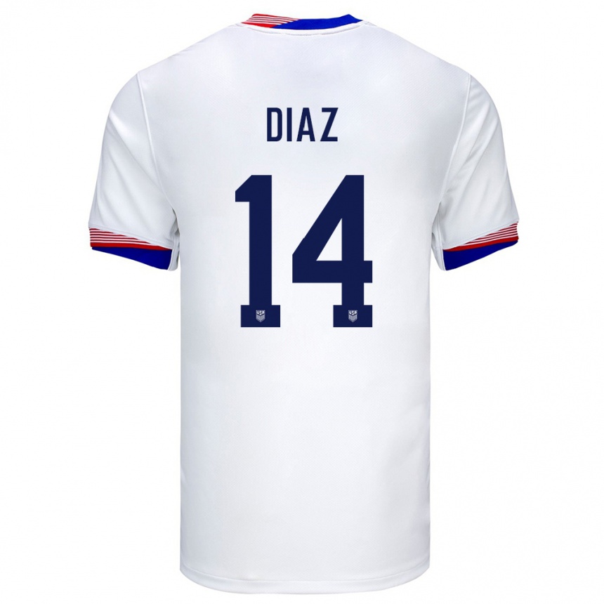 Kids Football United States Christian Diaz #14 White Home Jersey 24-26 T-Shirt Canada