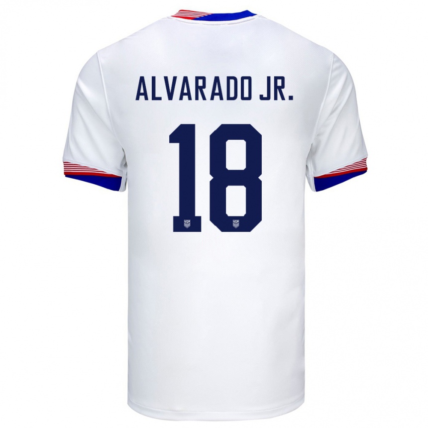 Kids Football United States Alejandro Alvarado Jr #18 White Home Jersey 24-26 T-Shirt Canada