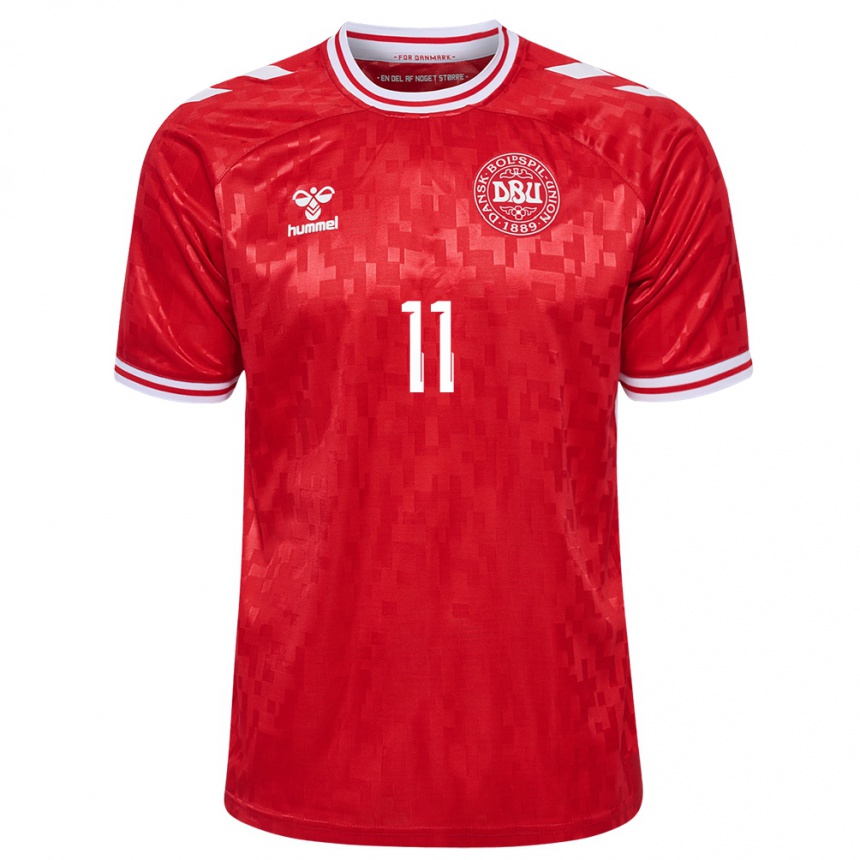 Kids Football Denmark Mathias Kvistgaarden #11 Red Home Jersey 24-26 T-Shirt Canada