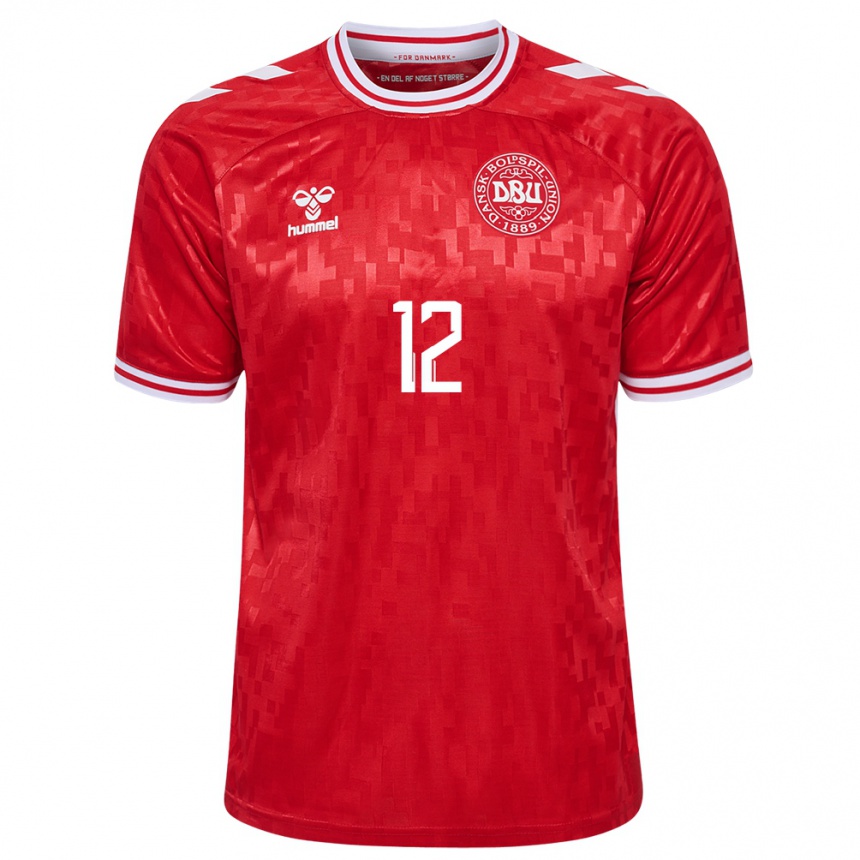 Kids Football Denmark Kasper Dolberg #12 Red Home Jersey 24-26 T-Shirt Canada